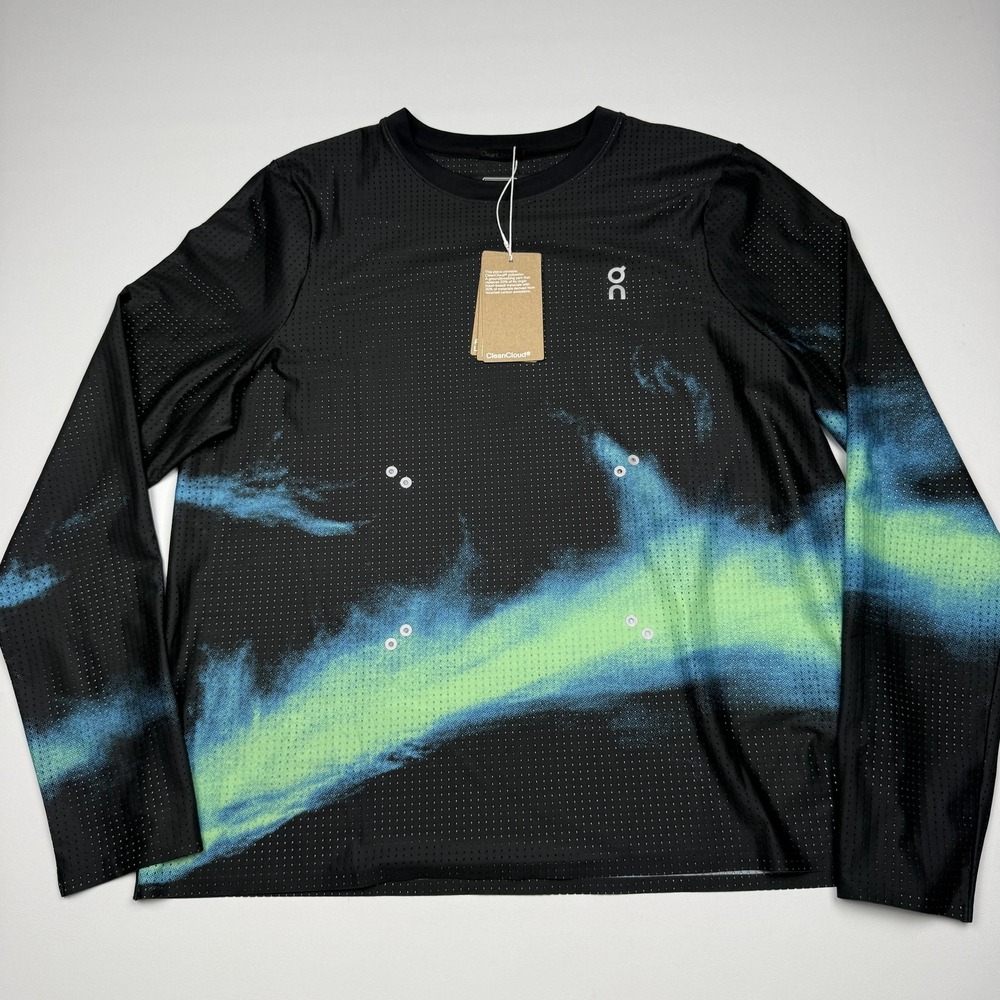On Shirt Womens M Black Horizon Pace Mesh Long-T CleanCloud Long Sleeve Running